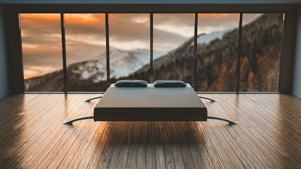 Bedroom with Luxury Vinyl Flooring in the Mountains